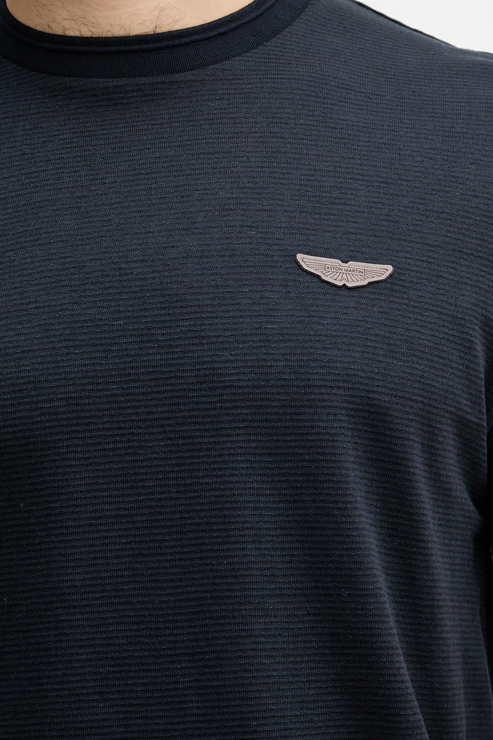 BOSS t-shirt Ανδρικό με πρόσμιξη λινού BOSS X ASTON MARTIN 50558830 σκούρο μπλε