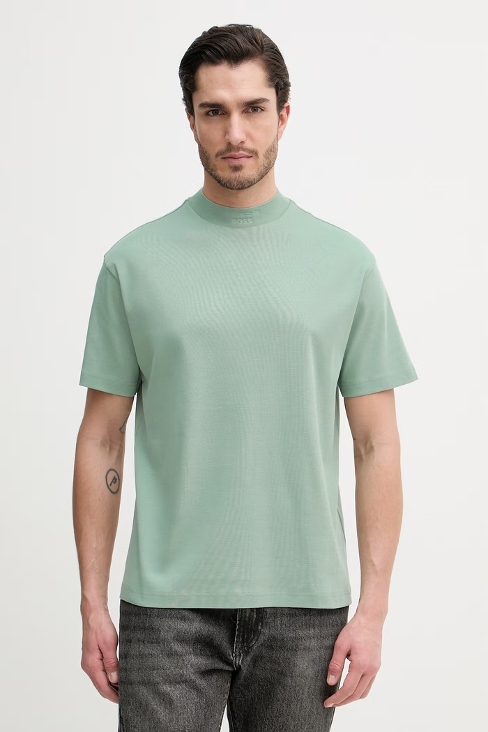 BOSS Green tricou basic bărbați din bumbac BOSS X PORSCHE verde 50559770