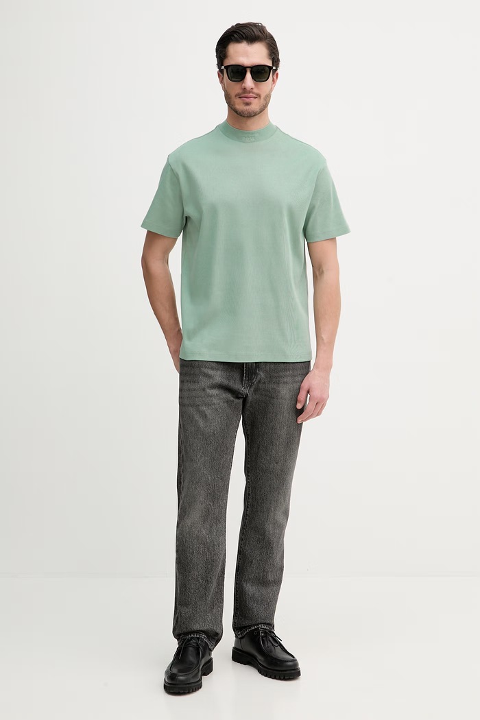 BOSS Green tricou basic bărbați din bumbac BOSS X PORSCHE 50559770 verde SS26