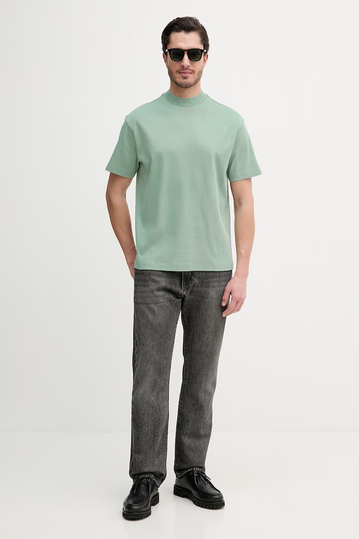 BOSS Green tricou basic bărbați din bumbac BOSS X PORSCHE 50559770 verde SS26