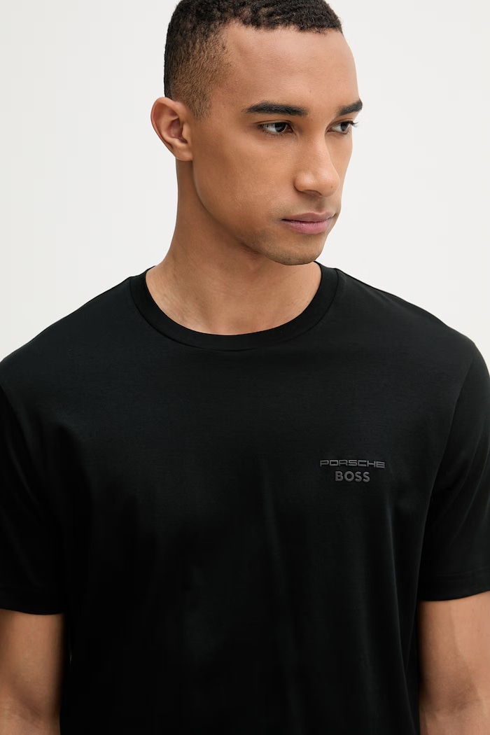 BOSS Green T-shirt męski bawełniany BOSS X PORSCHE czarny 50562696