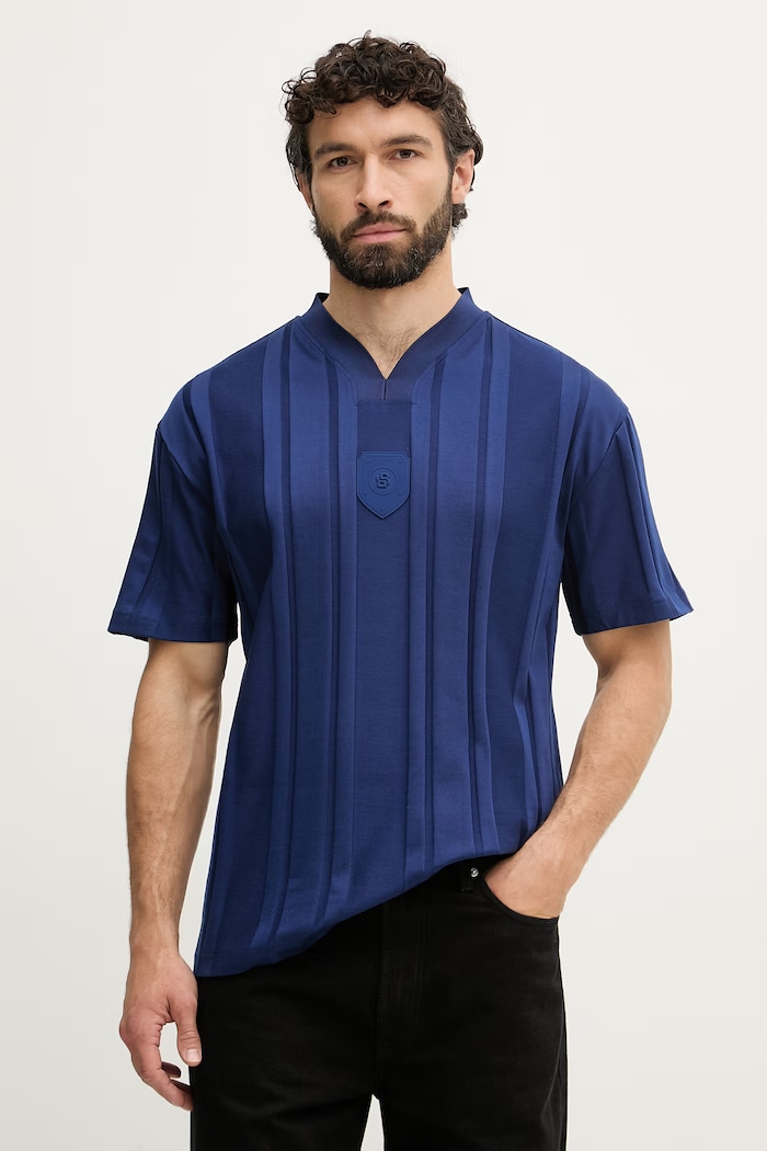 BOSS Green t-shirt ανδρικό βαμβακερό σκούρο μπλε 50554645