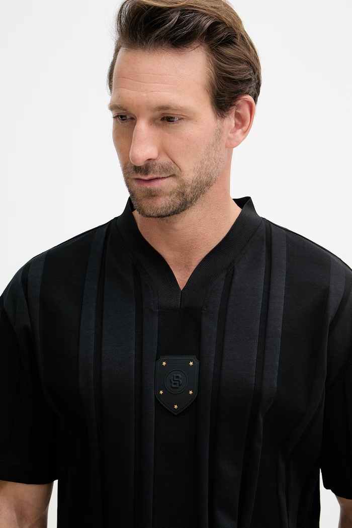 BOSS Green T-shirt męski bawełniany czarny 50554645