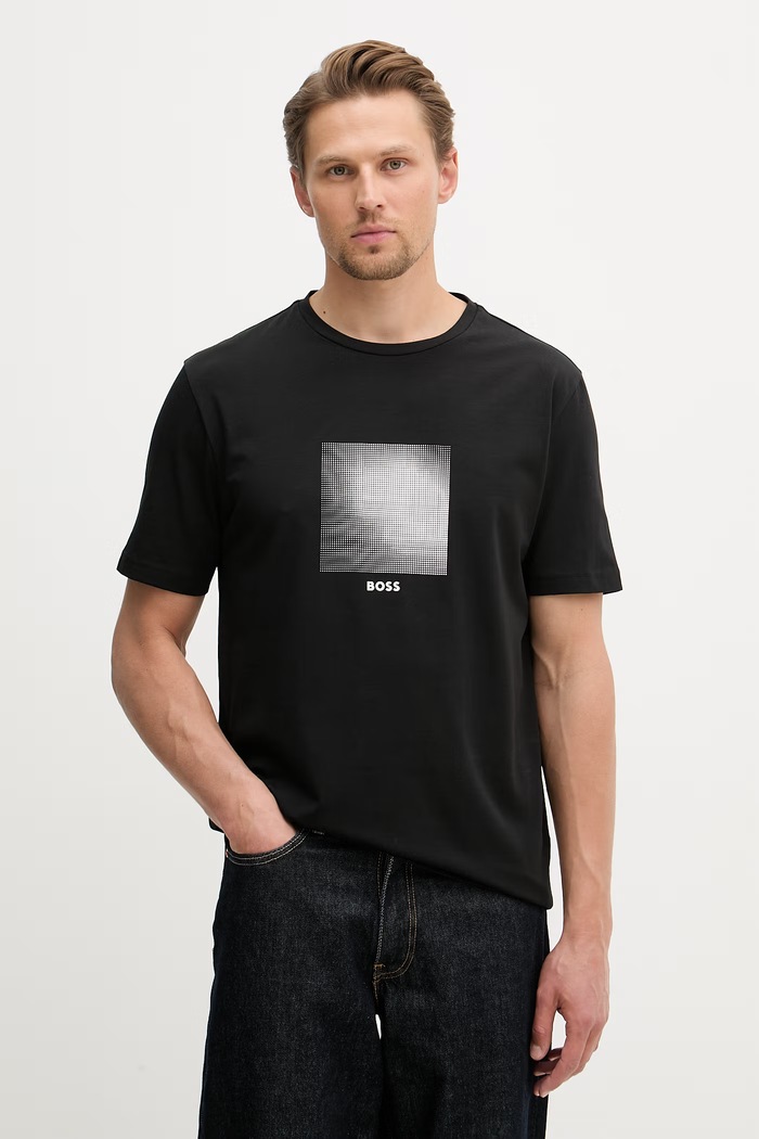 BOSS Green tricou pentru bărbați, cu bumbac Shirt 2 pachet de 2 negru 50559230