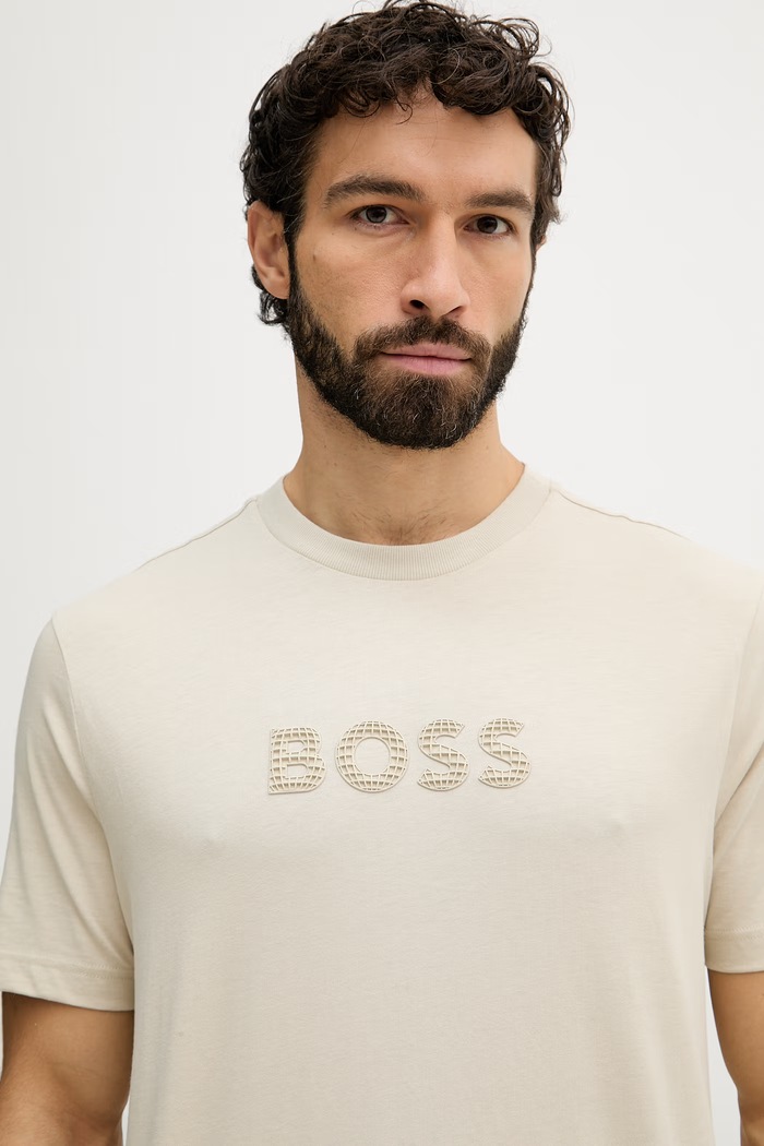 BOSS Green tricou bărbătesc din bumbac bej 50559361