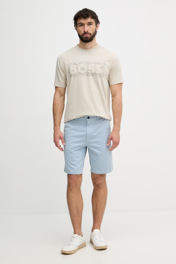 BOSS Green tricou pentru bărbați, cu bumbac 50559363 bej SS26