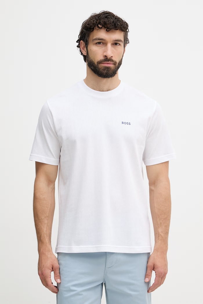 Odzież BOSS Green T-shirt męski bawełniany 50561775 biały