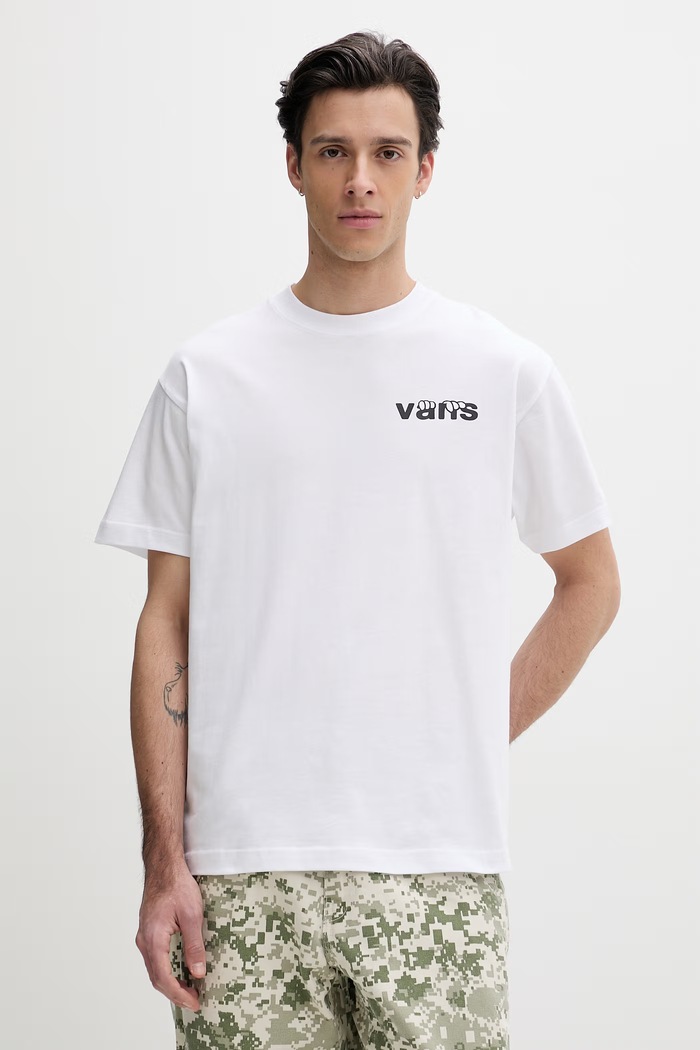 Odzież Vans T-shirt męski bawełniany VN000VYFWHT1 biały