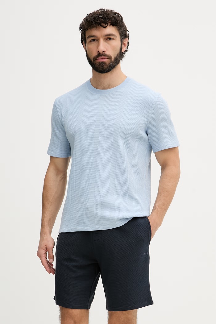 BOSS T-shirt męski Shirt 50540567 niebieski SS26