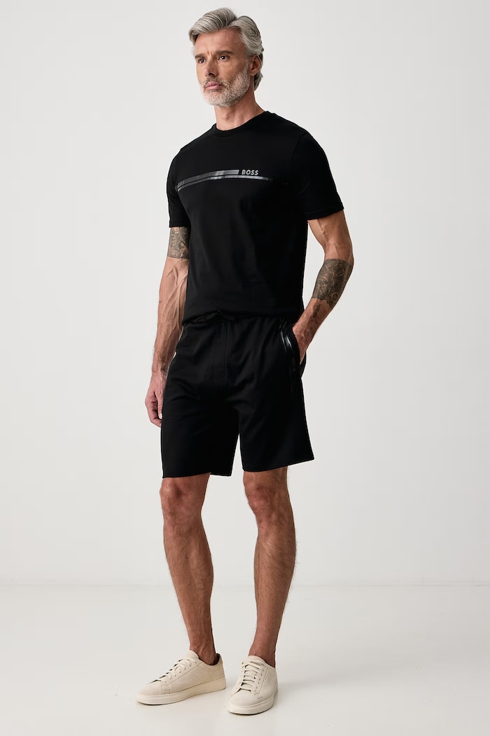BOSS T-shirt lounge męski bawełniany Shirt 50561470 czarny SS26