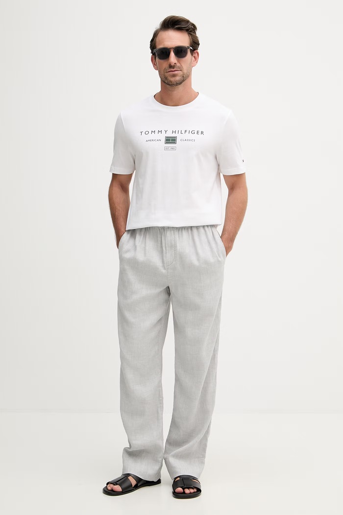 Tommy Hilfiger tričko pánske bavlnené MW0MW42365 biela SS26