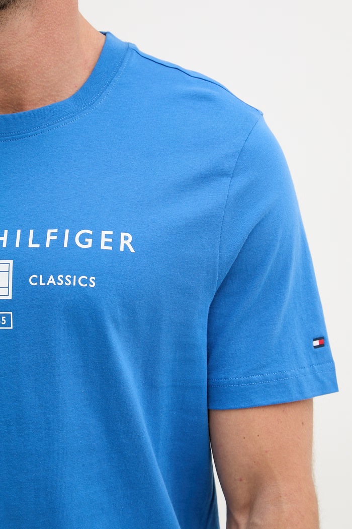 Tommy Hilfiger tričko pánske bavlnené MW0MW42365 modrá