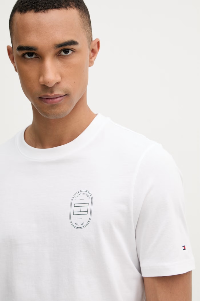 Tommy Hilfiger tričko pánske bavlnené biela MW0MW42364