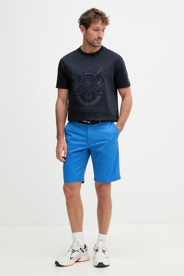 Tommy Hilfiger tričko pánske s bavlnou MW0MW42373 tmavomodrá SS26