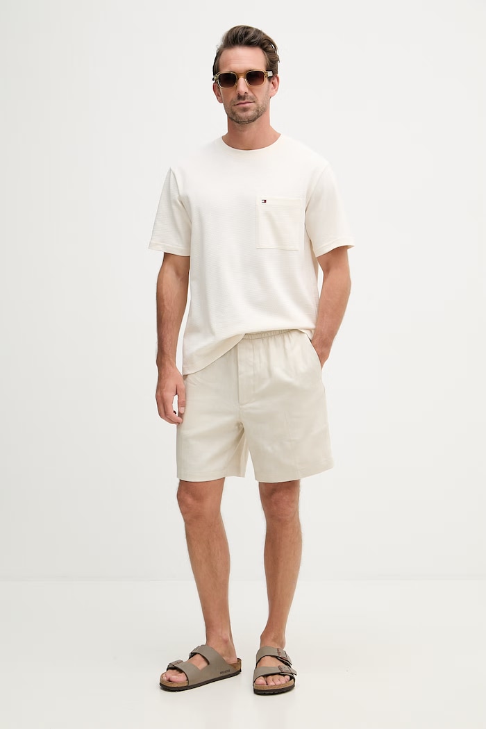Tommy Hilfiger tričko pánske MW0MW42376 béžová SS26