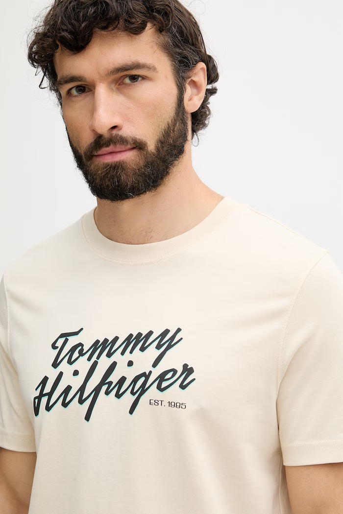 Tommy Hilfiger tricou pentru bărbați, din bumbac bej MW0MW42385