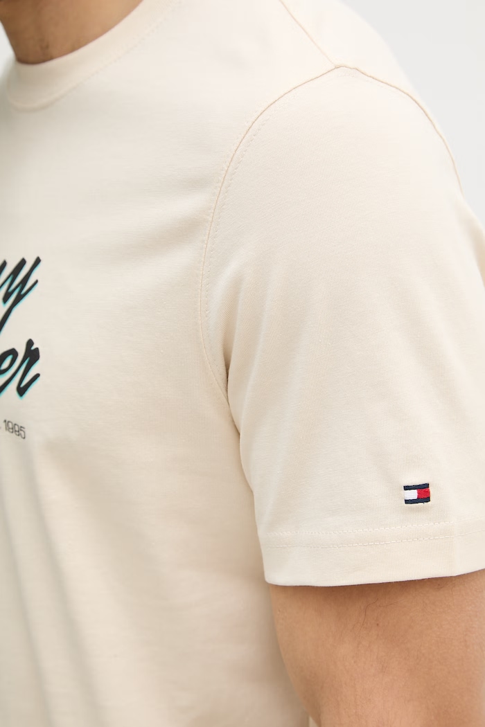 Tommy Hilfiger tricou pentru bărbați, din bumbac MW0MW42385 bej