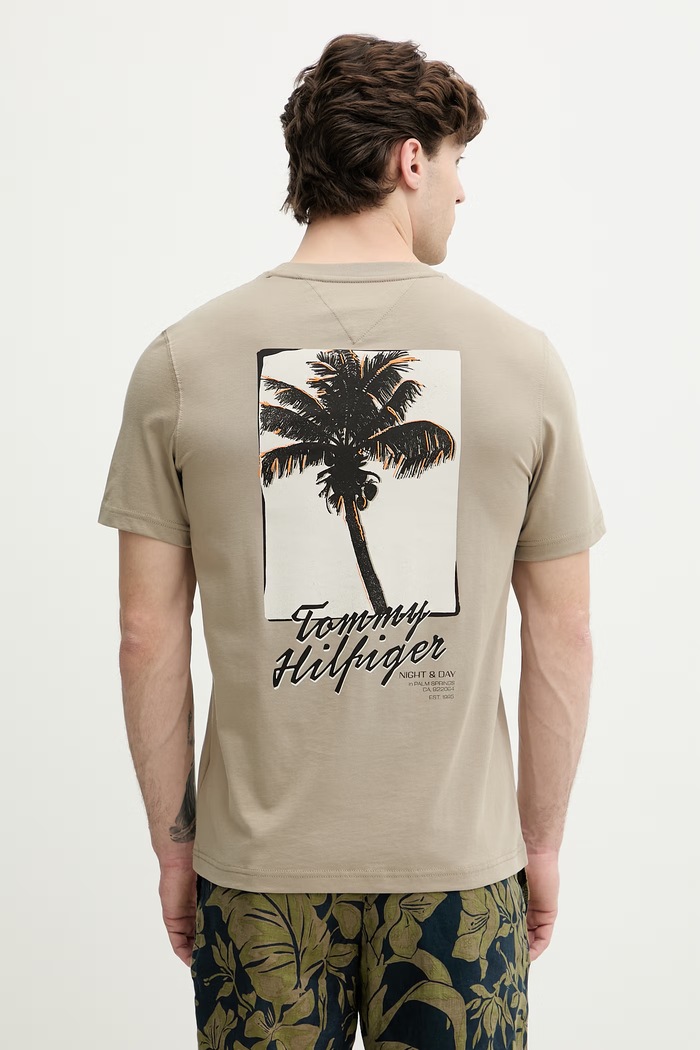 Odzież Tommy Hilfiger T-shirt męski bawełniany MW0MW42386 zielony
