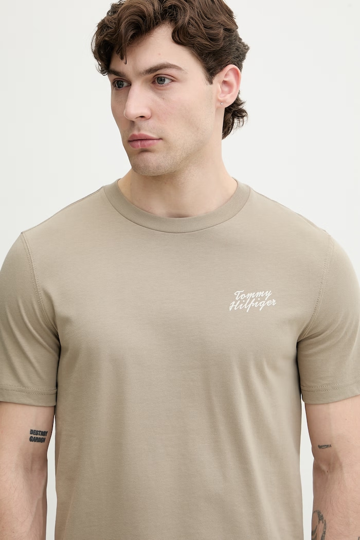 Tommy Hilfiger T-shirt męski bawełniany zielony MW0MW42386