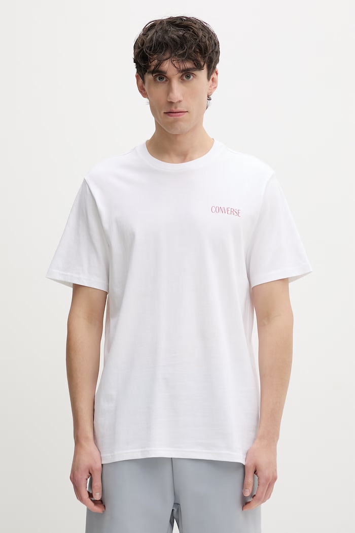 Odzież Converse t-shirt męski bawełniany CVM6T095 biały