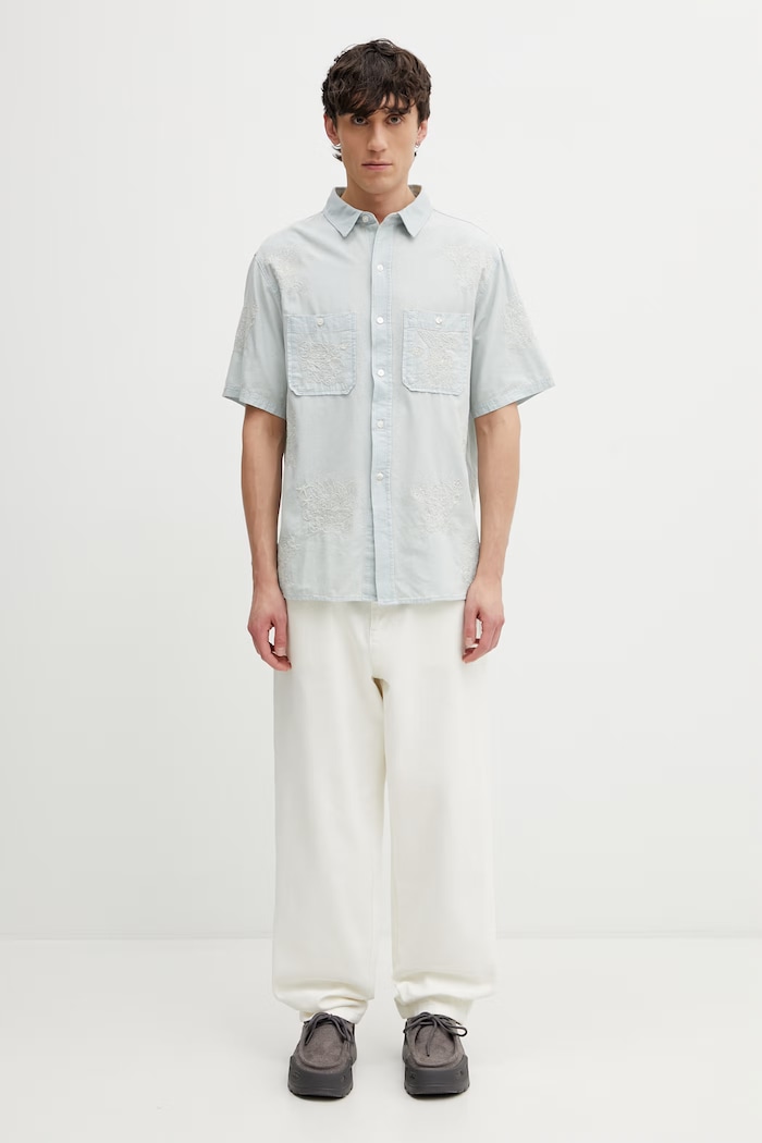 Kenzo Shirt SC koszula bawełniana męska FG55DC1047F0 niebieski