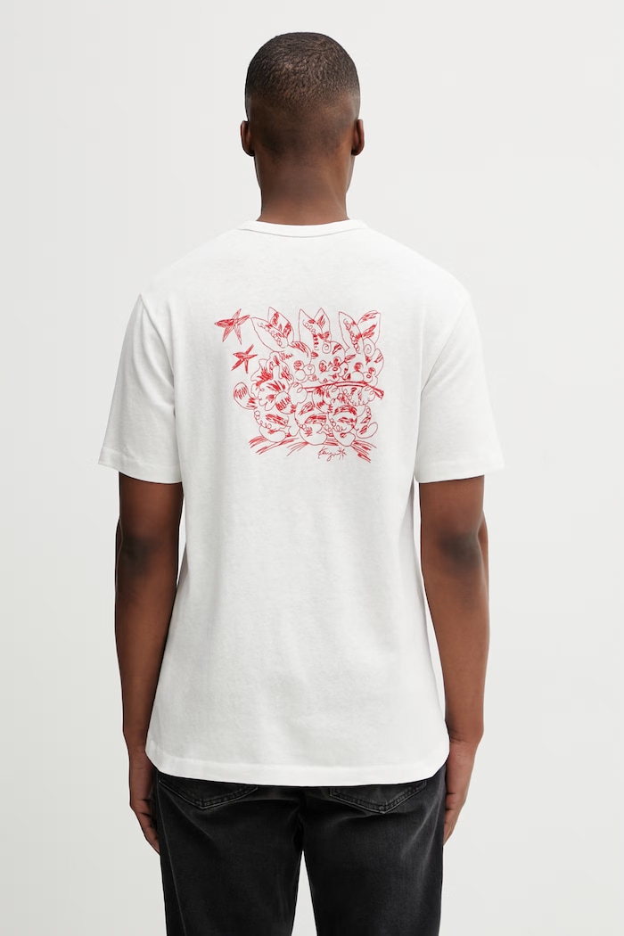 Odzież Kenzo t-shirt bawełniany GOTS KENZO CARTOON OUTLINED CL FG55TS2164SK biały