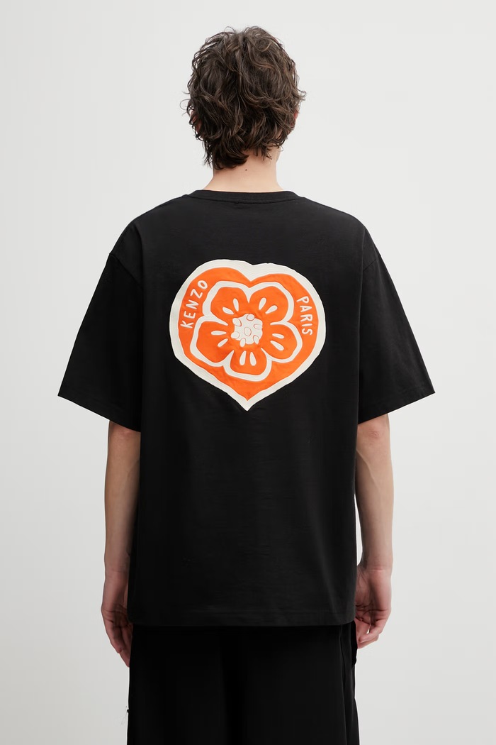 Kenzo GOTS KENZO BOKE HEART OVERSIZE ανδρικό βαμβακερό t-shirt μαύρο FG55TS4054SY