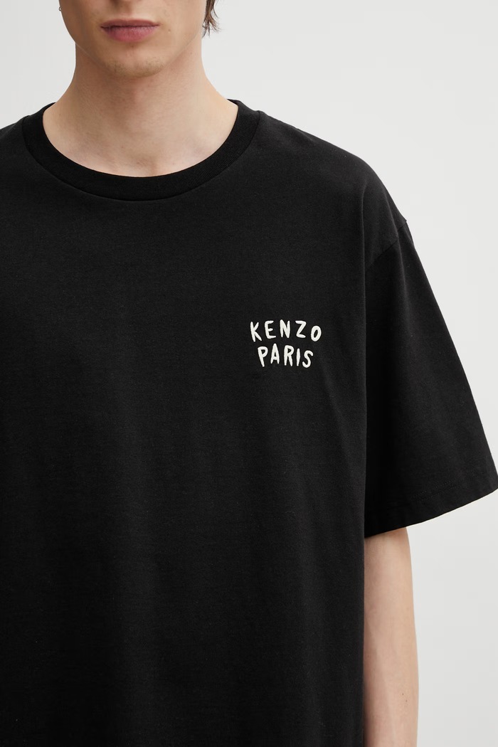 Kenzo t-shirt męski bawełniany GOTS KENZO BOKE HEART OVERSIZE czarny FG55TS4054SY