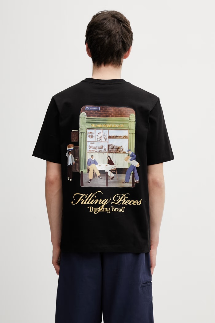 Filling Pieces Bakery T-shirt bawełniany męski czarny 412620500286.130