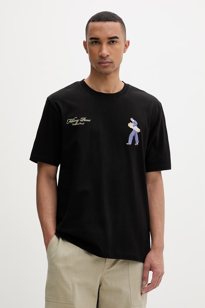 Îmbrăcăminte Filling Pieces tricou bărbați din bumbac Bakery 412620500286.130 negru