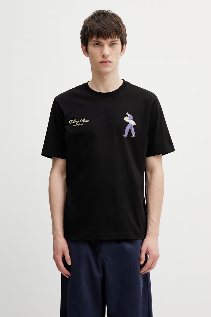 Odzież Filling Pieces Bakery T-shirt bawełniany męski 412620500286.130 czarny