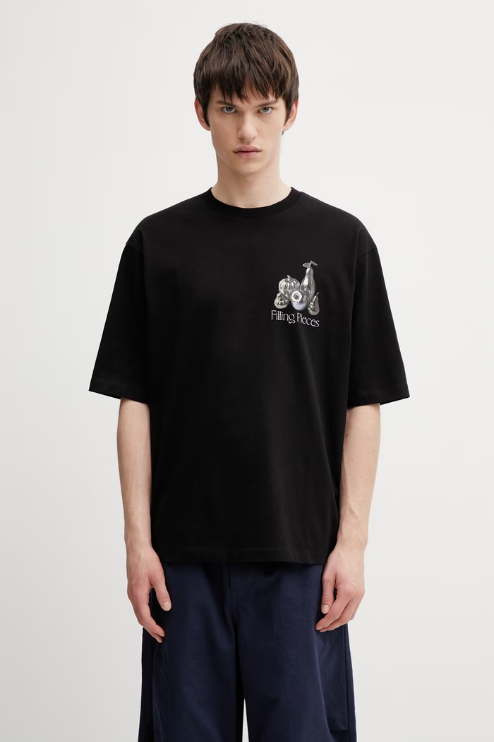 Odzież Filling Pieces Chrome Fruit T-shirt bawełniany męski 412620501291.130 czarny