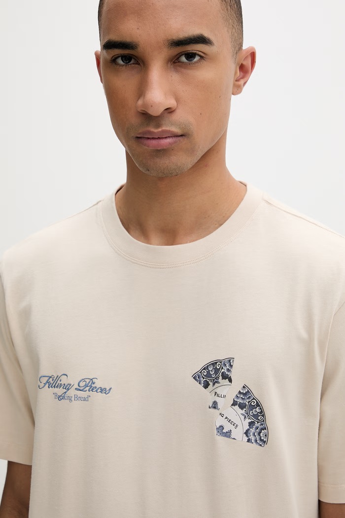 Filling Pieces tricou bărbătesc bumbăcesc Broken Plate bej 412620500321.292