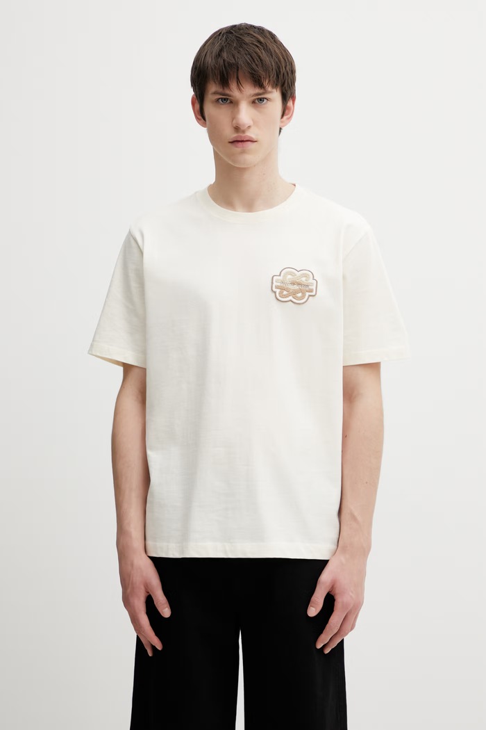 Filling Pieces Gowtu Tonal t-shirt βαμβακερό ανδρικό χαλαρό μπεζ 422520500167.214