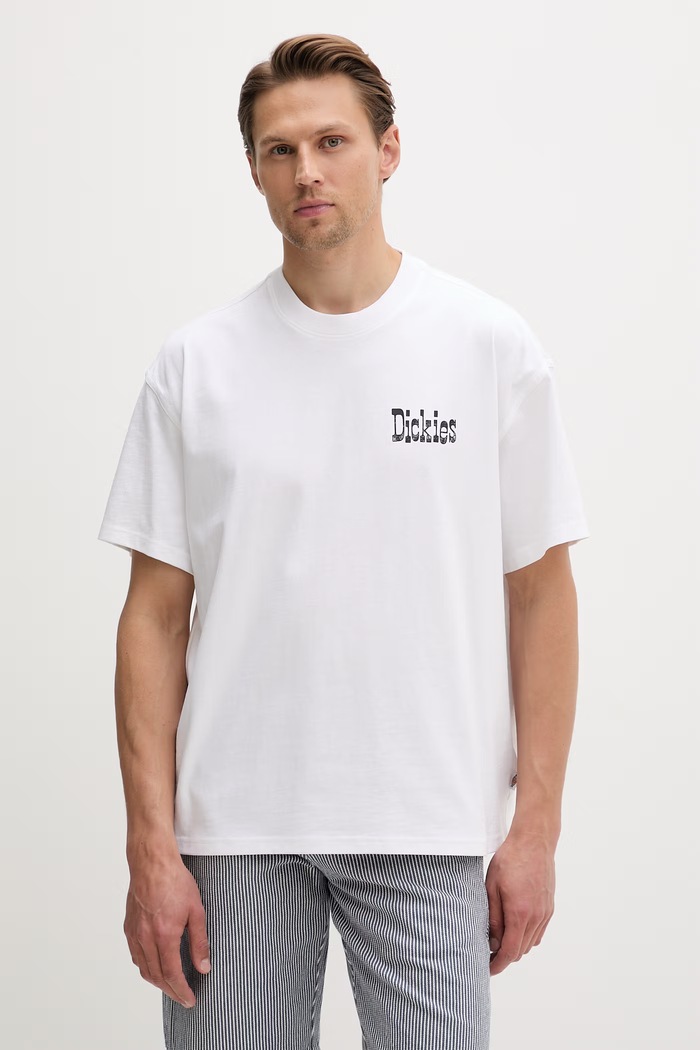 Odzież Dickies T-shirt męski bawełniany DK0A88GO0WH1 biały