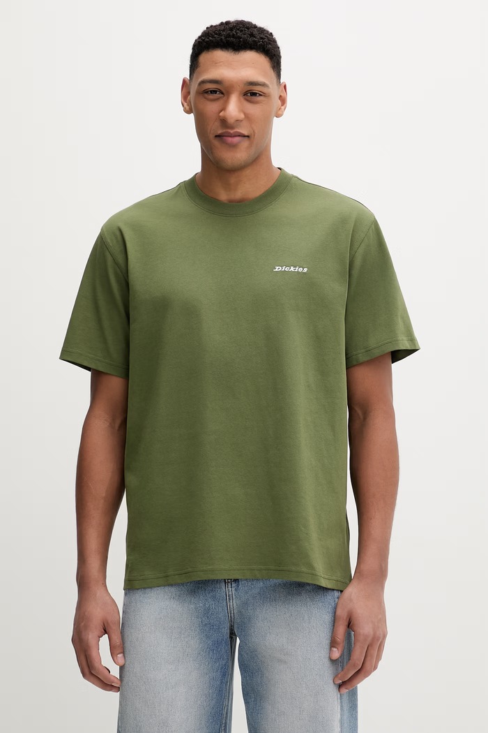 Bavlnené tričko Dickies nášivka zelená DK0A89ENK721