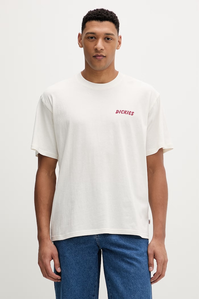 Bavlnené tričko Dickies potlač béžová DK0A8853C481