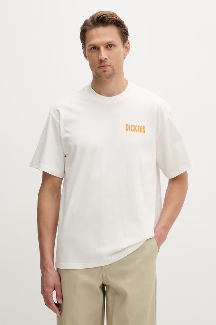 Ρούχα Dickies T-shirt ανδρικό βαμβακερό DK0A88QOC481 μπεζ