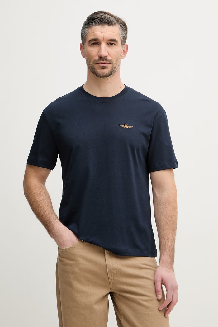 Aeronautica Militare t-shirt bawełniany bawełna granatowy TS2522UJ00641