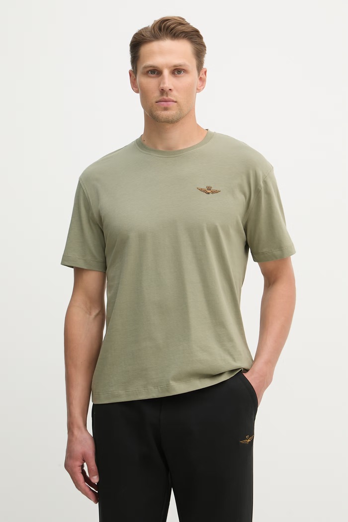 Aeronautica Militare t-shirt bawełniany bawełna zielony TS2522UJ00641