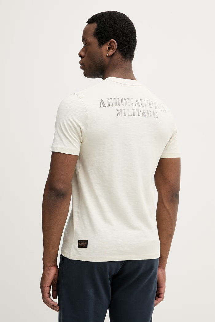 Odzież Aeronautica Militare t-shirt bawełniany TS2543UJ00686 beżowy