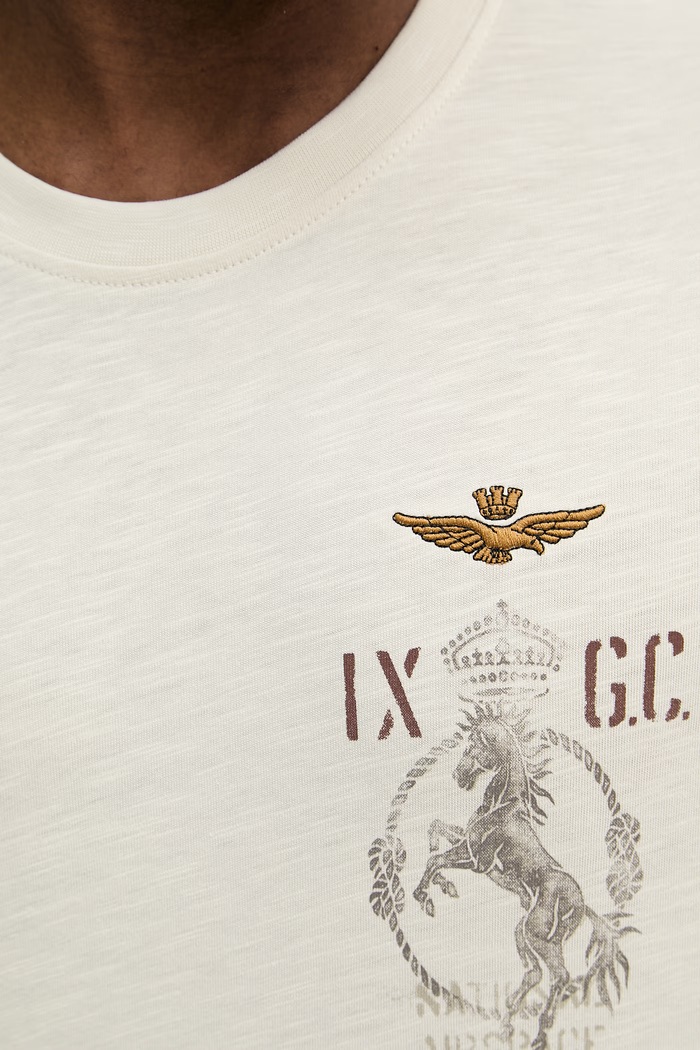 Aeronautica Militare t-shirt bawełniany TS2543UJ00686 beżowy