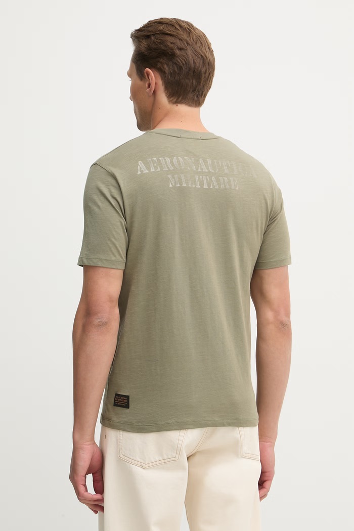 Odzież Aeronautica Militare t-shirt bawełniany TS2543UJ00686 zielony