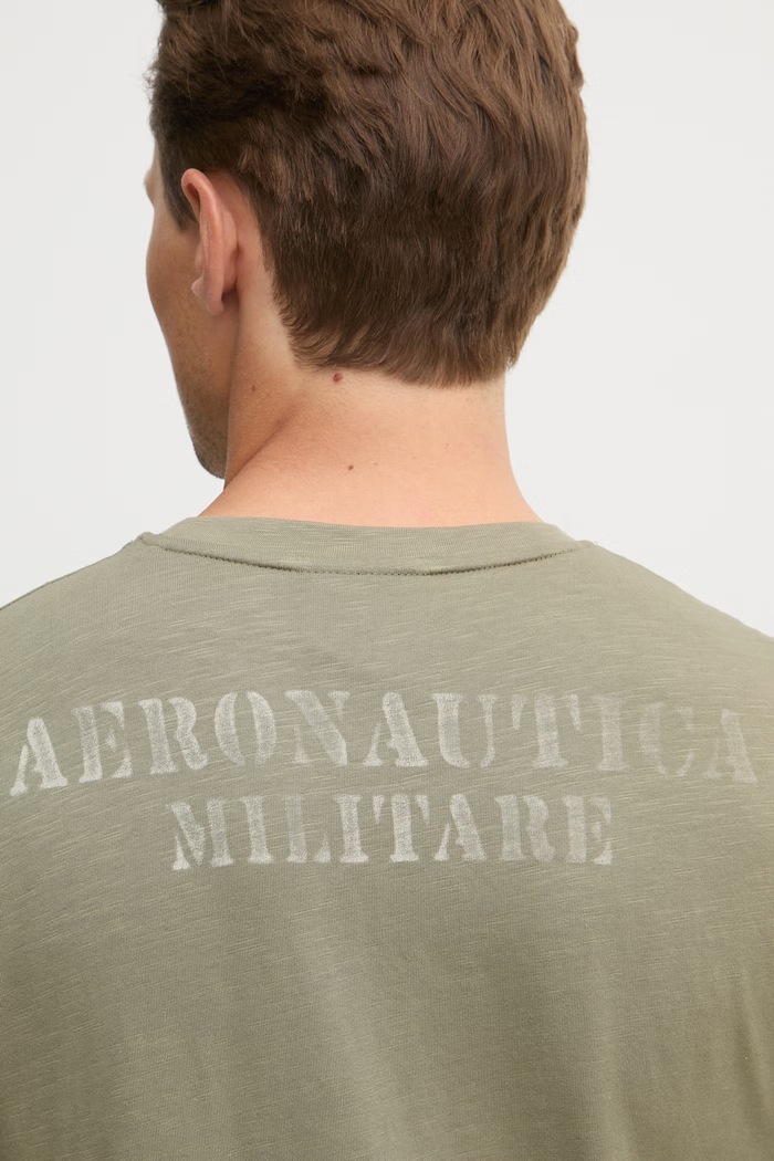 Aeronautica Militare t-shirt bawełniany TS2543UJ00686 zielony