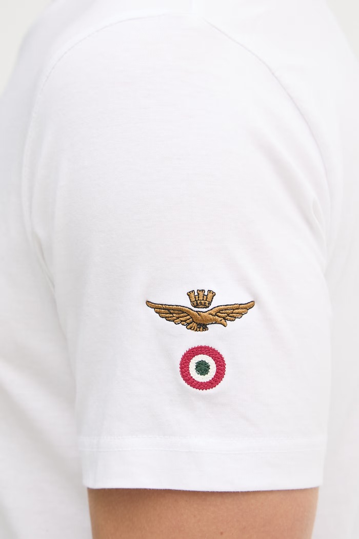 Aeronautica Militare t-shirt bawełniany TS2536UJ00641 biały