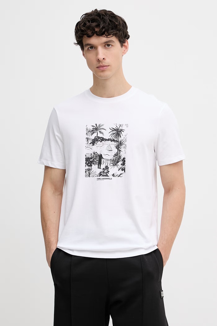 Karl Lagerfeld kratka majica moška bombažna bela B2M46049