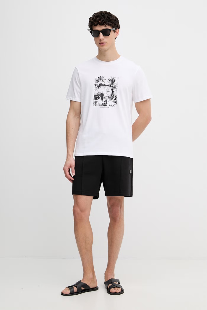 Karl Lagerfeld kratka majica moška bombažna B2M46049 bela SS26