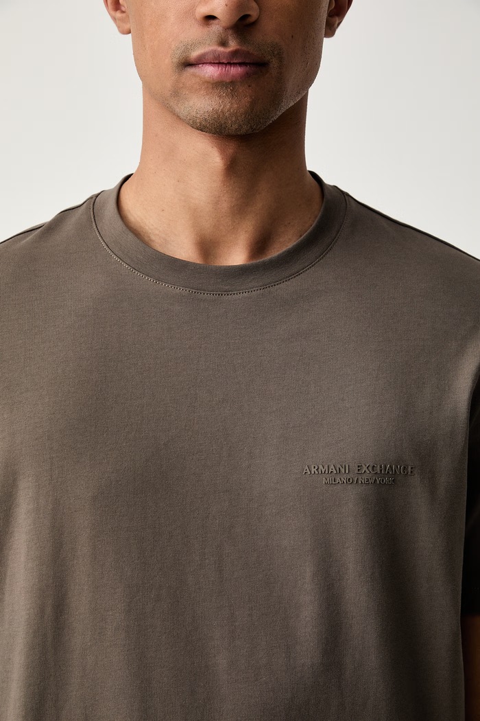 Armani Exchange T-shirt męski bawełniany brązowy XM001281.AF10361