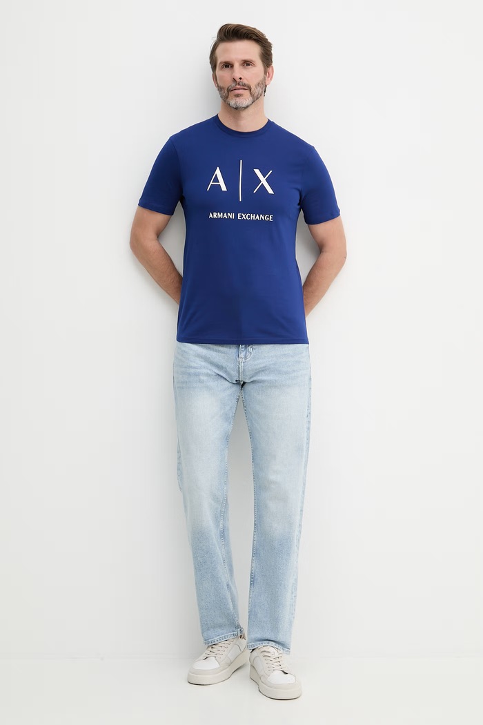 Armani Exchange majica za muškarce od pamuka XM002683.AF10356 mornarsko plava SS26