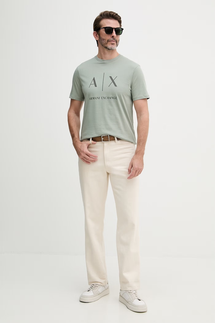 Armani Exchange majica za muškarce od pamuka XM002683.AF10356 zelena SS26